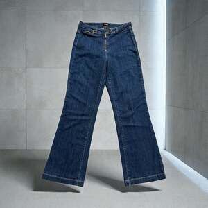 PAIGE Milo Crop Flare Dark Wash Jeans with Front Zippers